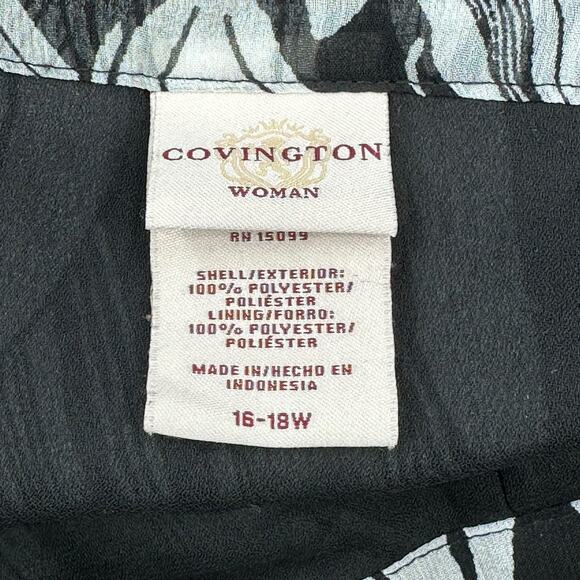Covington Skirt Womens 16 18 Black Gray A-Line Floral Sheer Modest Office Church - Picture 3 of 5